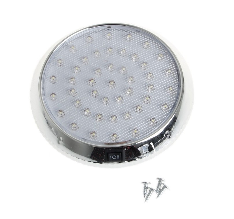 Car 46LED plating positive white round roof light car with switch reading light 007 plating