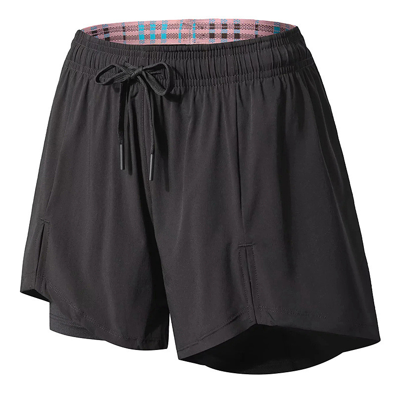 Lulu Same Style Summer Double-Layer Sports Shorts for Women Outdoor Running Fitness Breathable Yoga Pants Men Quick-Dry Three-Point Shorts