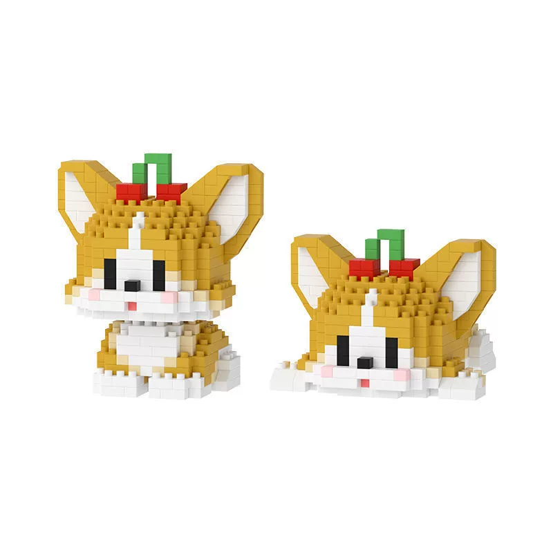 Домestic building blocks miniature small particle building blocks puppy Schnauzer golden retriever corgi ornaments children's educational assembly toys
