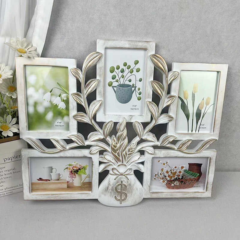 European-style studio family photo frame 5-hole 6-inch fortune tree creative conjoined combination photo frame wall photo wall cross-border European-style studio family photo frame 5-hole 6-inch fortune tree creative conjoined combination photo frame wall photo wall cross-border