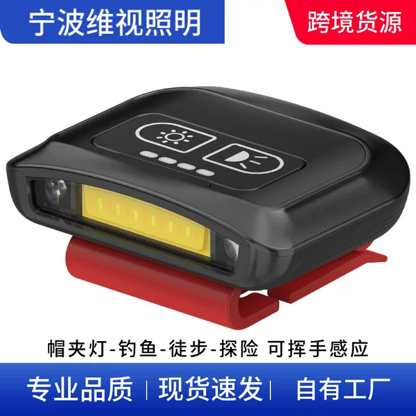 Induction Clip-On Hat Light, Headlamp for Night Fishing, Rechargeable, Waterproof, Strong Light