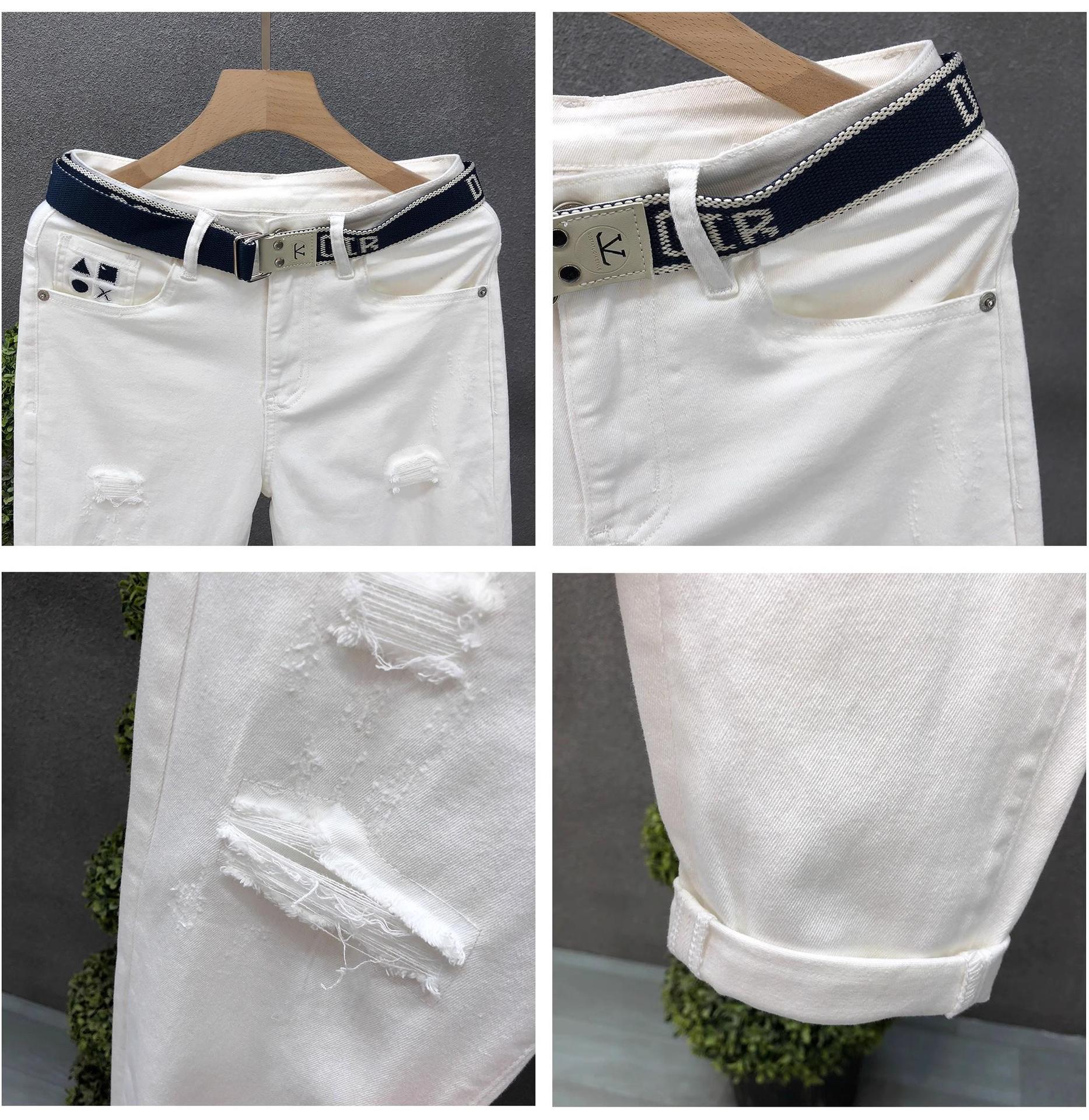 Jeans slim fit uomo denim strappato alla moda per l'estate_voghion.com