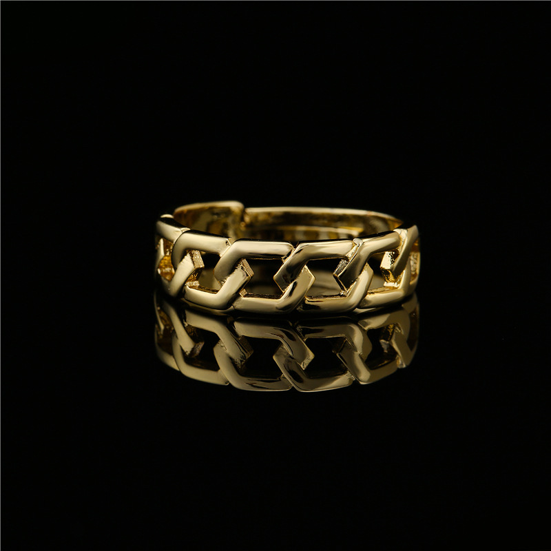 Hip-hop Gold Plating Cuban Chain Geometric Open Ring display picture 2