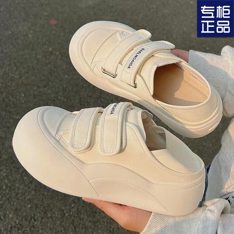 2025 New Summer Velcro White Shoes, Bread Shoes, Lazy Shoes, One-Legged Shoes for Home and Daily Use, Versatile
