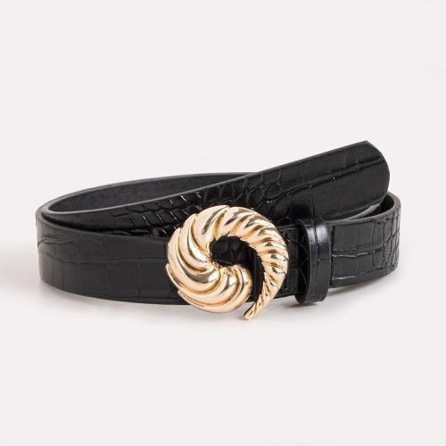 New sea snail texture exquisite crocodile pattern lacquered PU belt for chic women, stylish European and American business women's belt