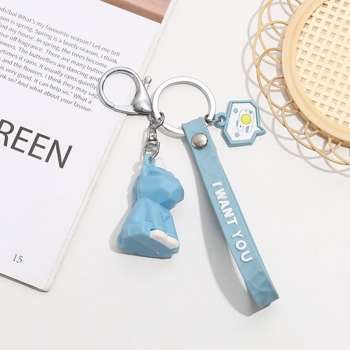 Creative geometric faceted animal keychain, cute cartoon doll keychain, couple bag pendant, small gift