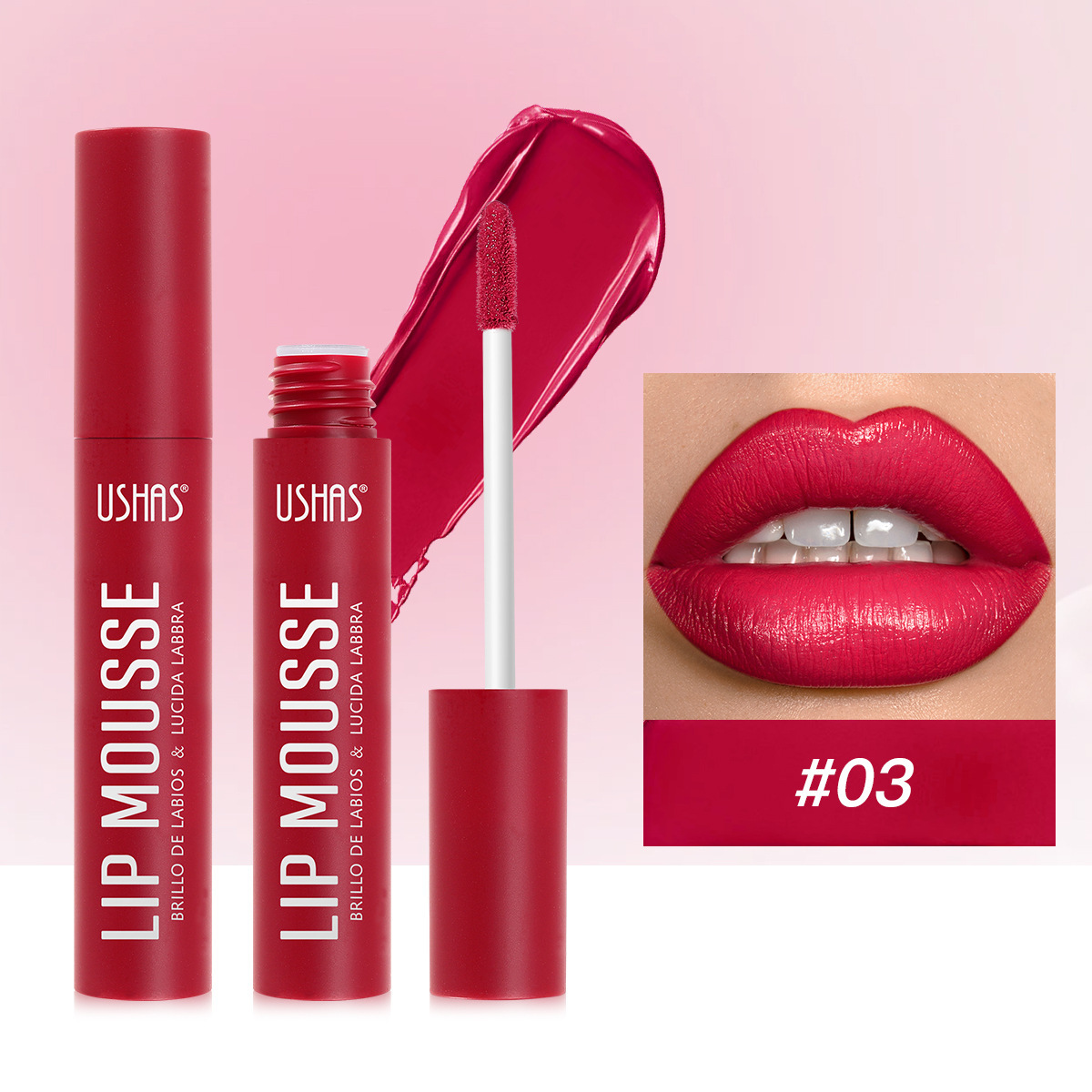 USHAS Europa y los Estados Unidos transfronterizos ahora mate a largo plazo impermeable brillo Amazon esmalte labial UC033A + B