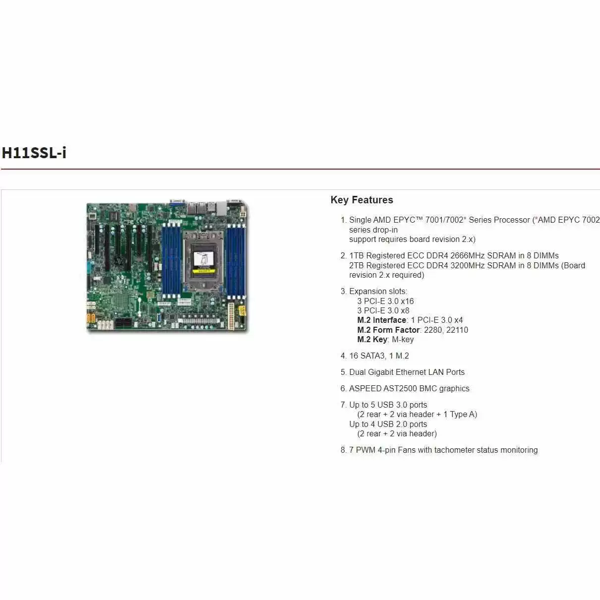 Серверная материнская плата H11SSL-i Rev 2.0