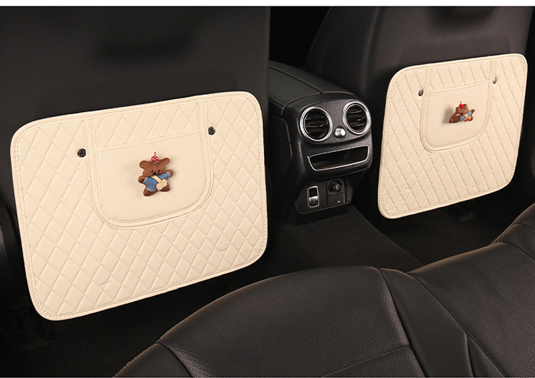 Car Seat Back Anti-Kick Pad Car Seat Back Pad Anti-Dirty Pad with Storage Bag Children's Rear Anti-Kick Pad