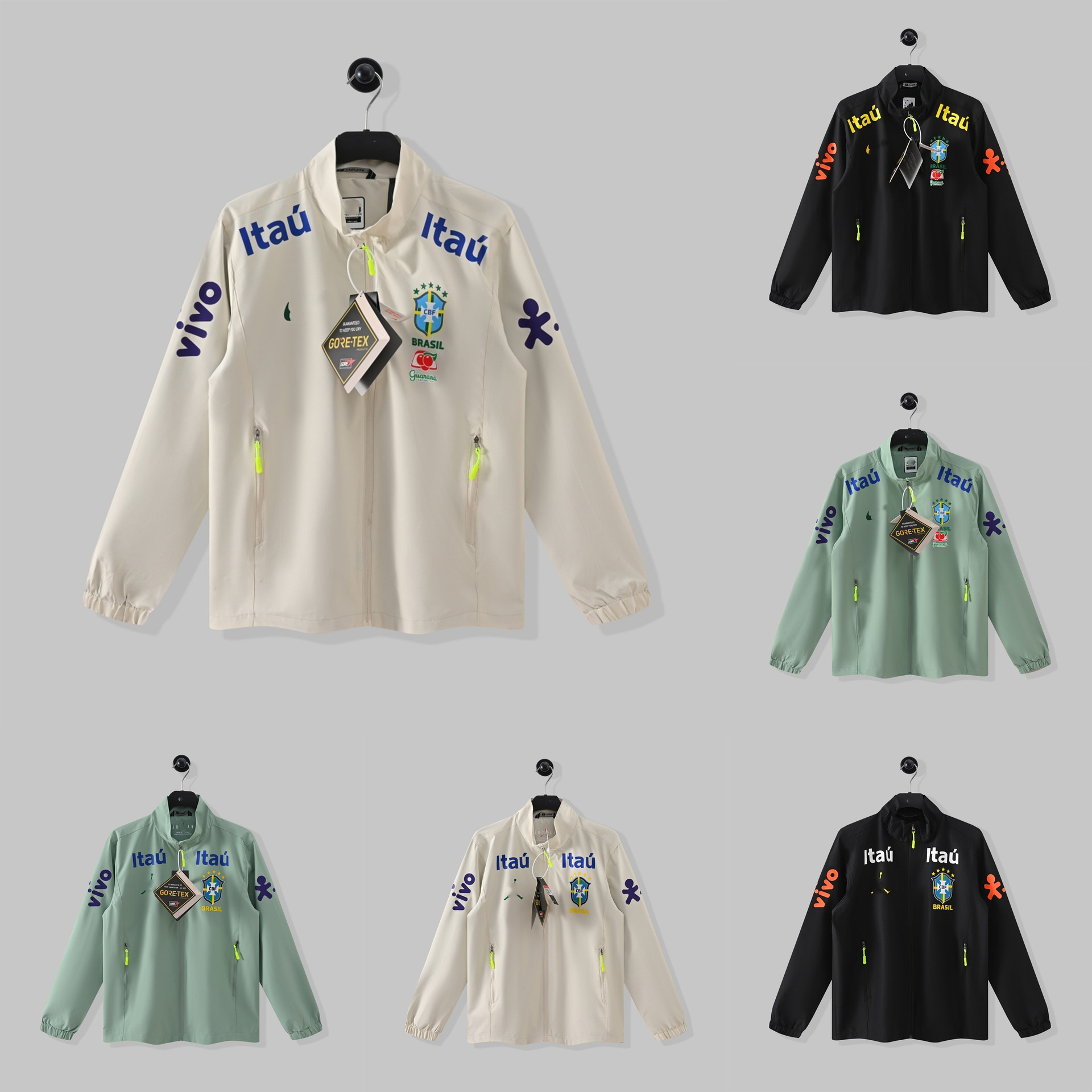 Cross-Border Wholesale of In-Stock Windproof Lightweight Football Jackets, Brazilian Team Outdoor Sports Casual Style
