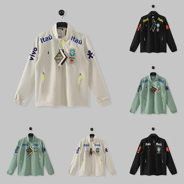 Cross-Border Wholesale of In-Stock Windproof Lightweight Football Jackets, Brazilian Team Outdoor Sports Casual Style