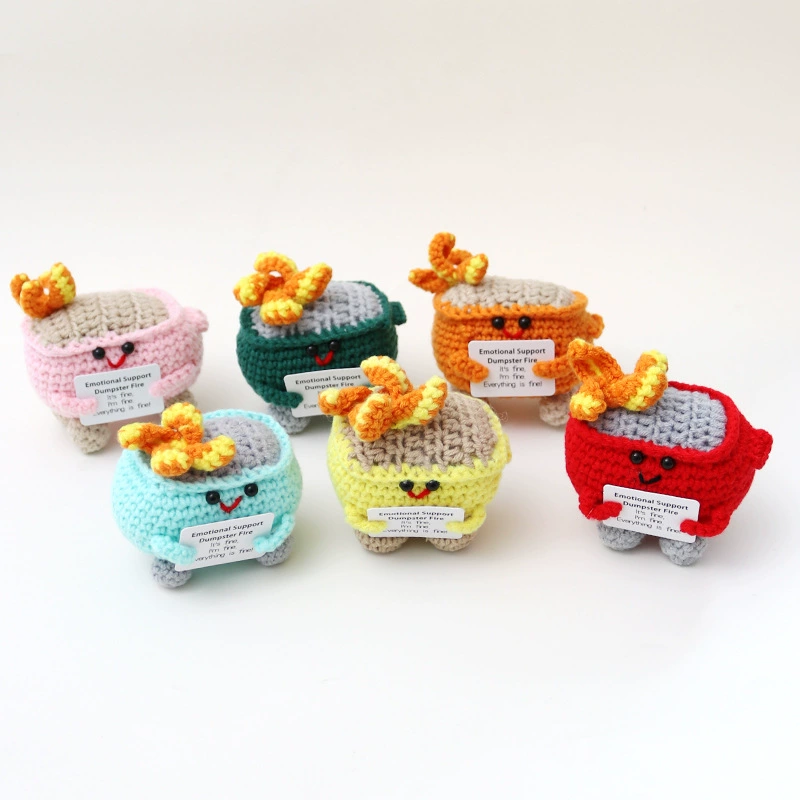 Кросс-бордерная поддержка новых продуктов: вязаная крючком кукла из пряжи ручной работы в виде креативного эмоционального "огненного ящика" ( Dumpster Fire).