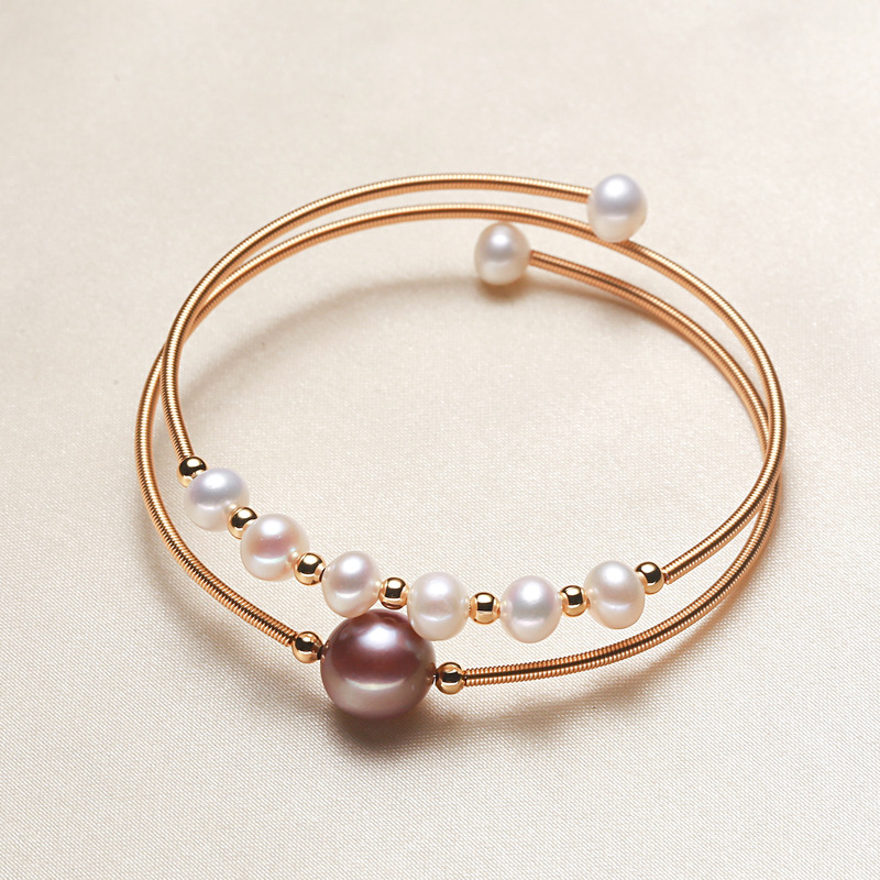 Factory Direct Supply of Freshwater Pearls Edison Pearl Winding Double Layer Bracelets for Girls Casual Fashion Hand Accessories