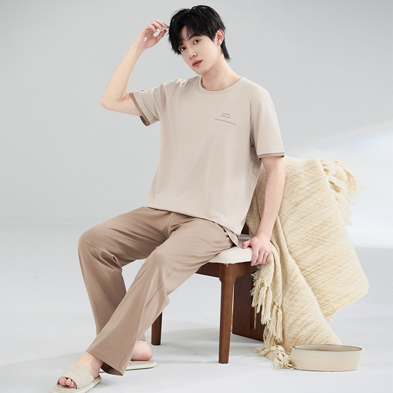 Pijamas de hombre verano algodón puro 2025 nuevo verano fresco algodón fresco pantalones de manga corta se pueden usar al aire libre traje de servicio a domicilio