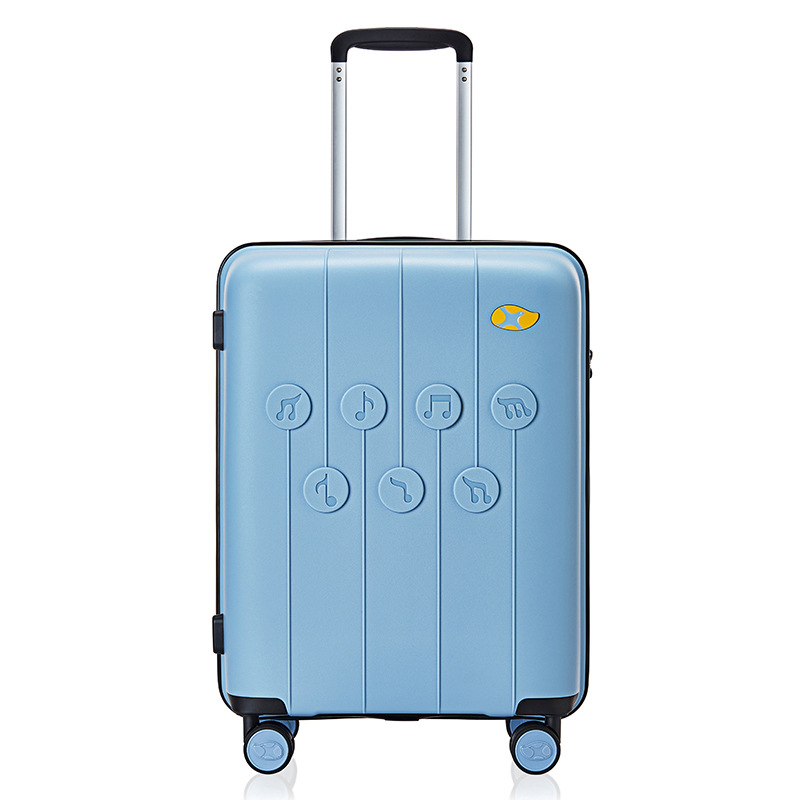 Vali kéo PP siêu nhẹ dung tích lớn, thiết kế họa tiết nốt nhạc thời trang, size cabin 20 inch — Hộp đựng xe đẩy Mango Bird Cherry Powder