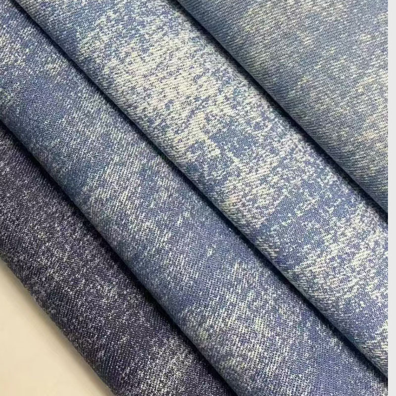 Trendy Snowflake Denim Washed Printed Fabric Pants Skirts Jackets Clothing Bags Shoes Hats Fabric Manufacturer Wholesale