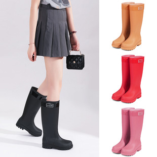 Fashionable Women's High-Tube Long Anti-Slip Warm Kitchen Thickened Waterproof Rain Boots Adult Rubber Shoes for Women