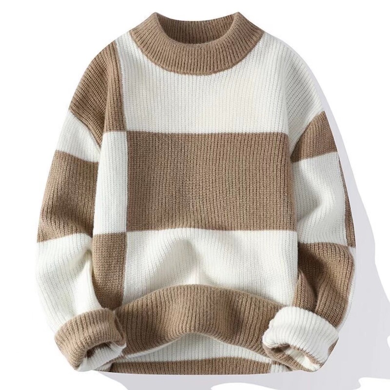 Sweater Men's Round Neck Winter Contrast Color Casual Thickeneded Men's Knitwear Hong Kong Style New Knitted Knitwear Winter Warm Top Sweater Men's Round Neck Winter Contrast Color Casual Thickeneded Men's Knitwear Hong Kong Style New Knitted Knitwear Winter Warm Top