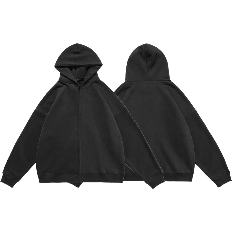 Versión alta yeezy Kanye mismo estilo calle alta color sólido forro polar cremallera con capucha suéter de los hombres y las mujeres del mismo estilo HOODIE