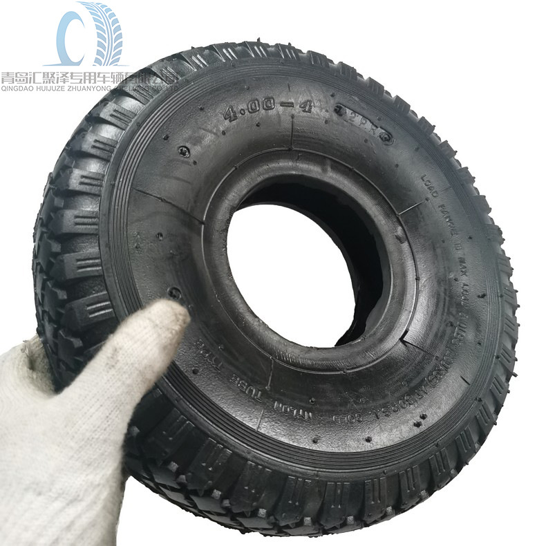 汇聚泽400-4工具车外胎宝石花手推车轮4.00-4玩具车方块纹轮胎