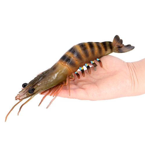 Simulated marine animal shrimp model, tiger shrimp, Penaeus monodon, green shrimp, river shrimp, children's cognitive teaching aids, ornaments and toys