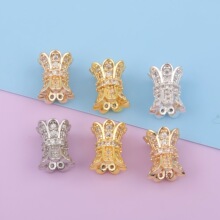 ﯱ�ɫͭ��14K��ɫ�ʯ˫ͷ���и���diy������Ʒ������»���