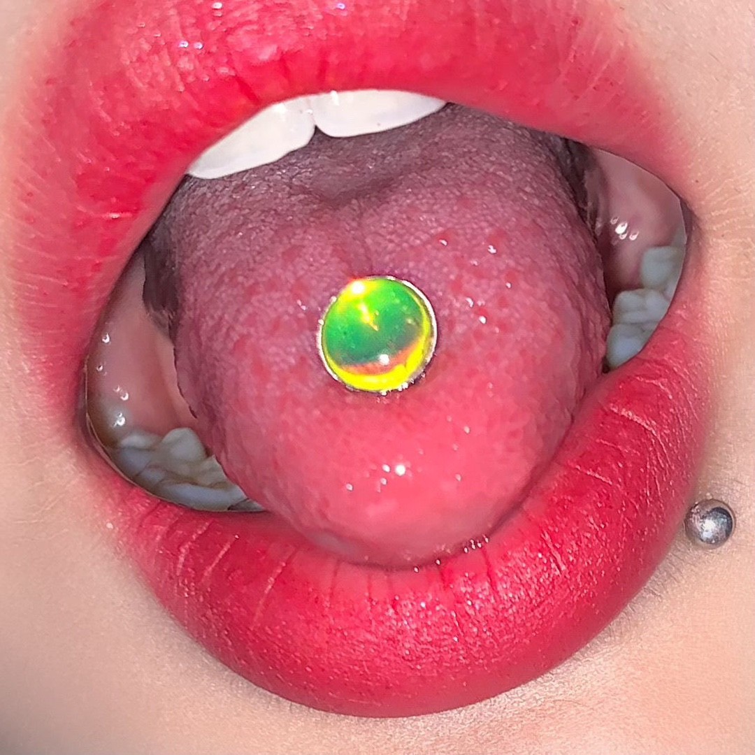 Fluorescence tongue piercing