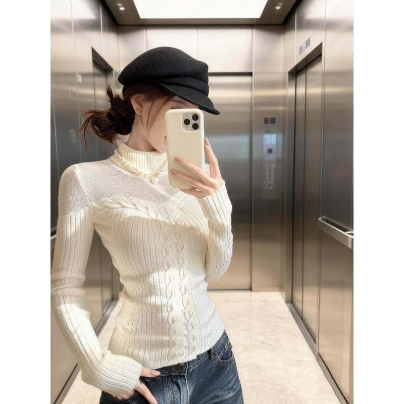 Arrived 2025 Autumn and Winter Waist Slimming Look Cut Out Twist Pullover Knitwear Women's Inner Layering Knitwear