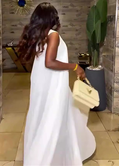 Sommarklänning plus size dam med afrikanskt tryck och plisserad_voghion.com