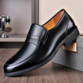 老人头高品质皮鞋真皮商务男士皮鞋头层牛皮一脚蹬皮鞋送礼爸爸鞋
