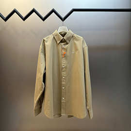欧洲站潮牌2026秋季新款胸前刺绣小logo男女情侣宽松长袖衬衫上衣