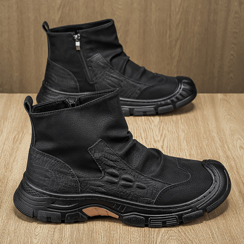 Nuevos zapatos de hombre 2026 tendencia de otoño moda versátil deportes casuales ligeros hombres botas de tamaño medio Martin image 9