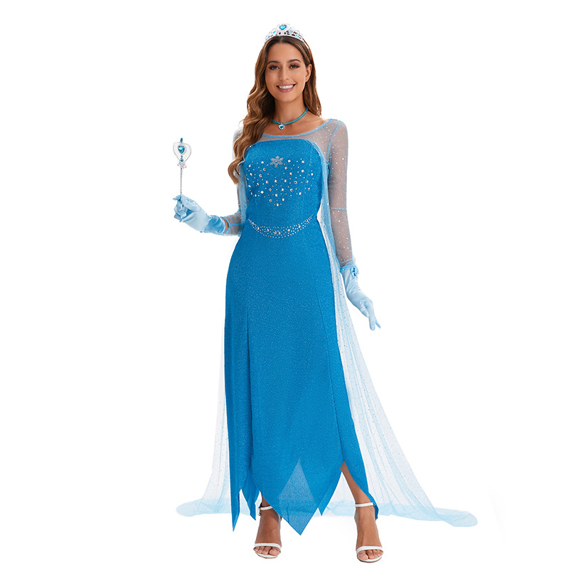 New Frozen Elsa Dress Halloween Cosplay Princess Adult Formal Dress