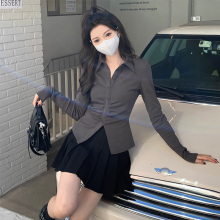 纯欲风辣妹时尚气质两件套大码早秋女装设计感衬衫上衣显瘦百褶裙