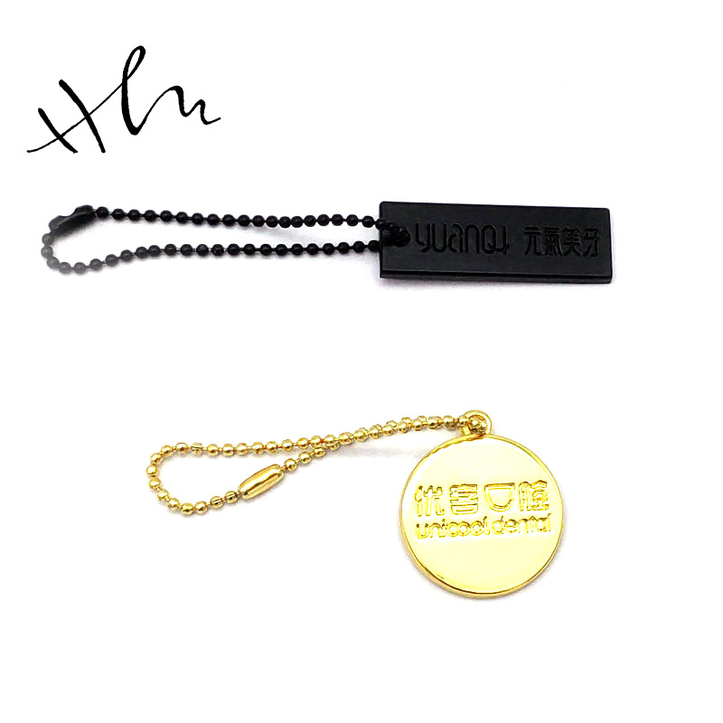 提包配件金属珠链吊牌香水瓶金色LOGO商标牌项链配饰银色冲压吊坠