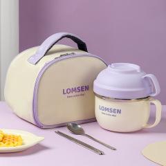 Fast food cup 304 stainless steel double-layer with lid instant noodle bowl for students and office workers portable lunch box