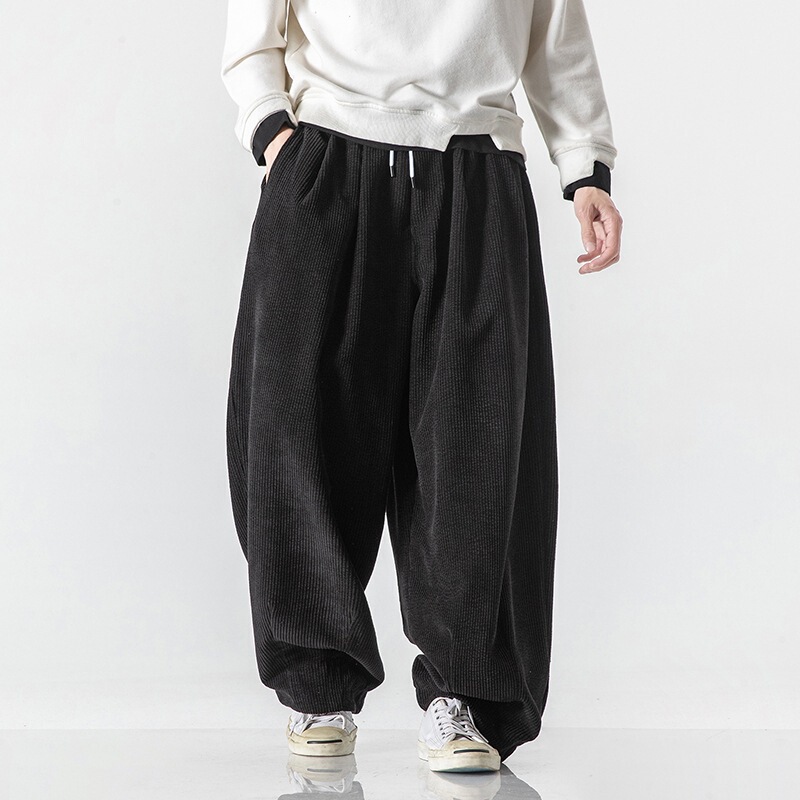 2026 Autumn/Winter New Men's Floor-Length Dad Pants Solid Color Large Size Corduroy Harem Wide-Leg Straight Lantern Trousers 2026 Autumn/Winter New Men's Floor-Length Dad Pants Solid Color Large Size Corduroy Harem Wide-Leg Straight Lantern Trousers