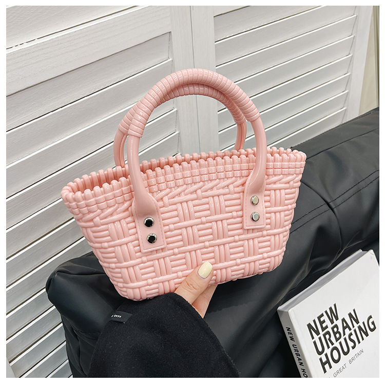 2025 New trendy and versatile crossbody mini vegetable basket jelly bag, fashionable hand-held woven bag, mini tote women's bag undefined
