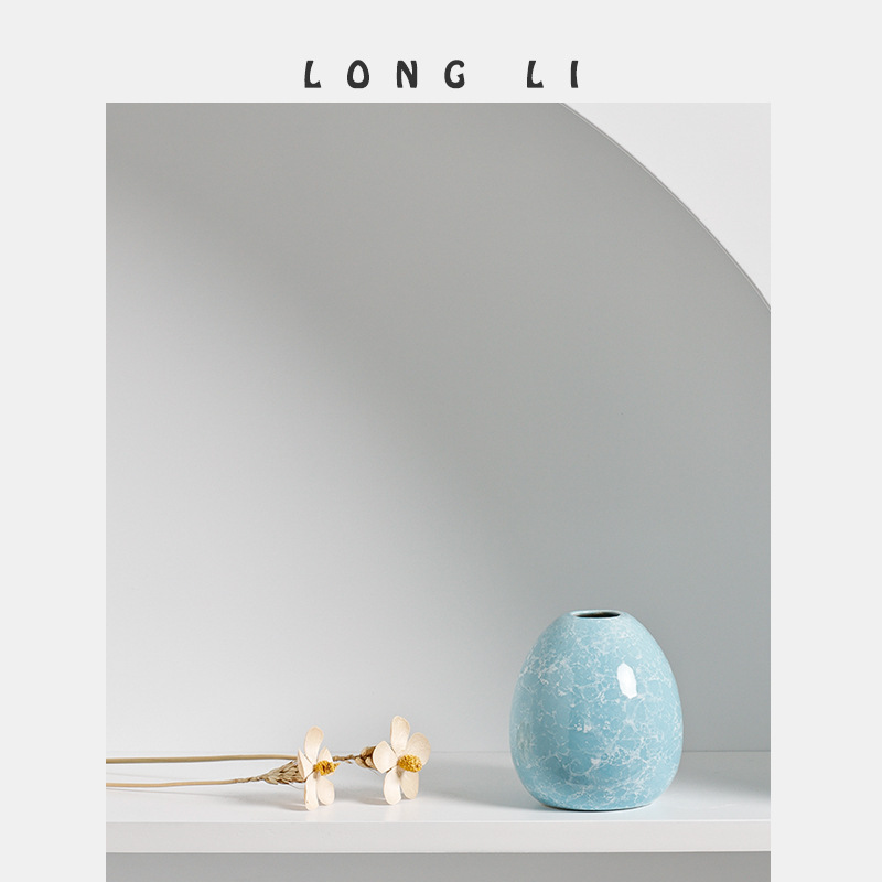 Longli Ceramic Vase, Ins Minimalist Japanese Home Living Room Entrance Ornament Decor Soft Furnishing Dried Flower Hydroponic Flower Pot