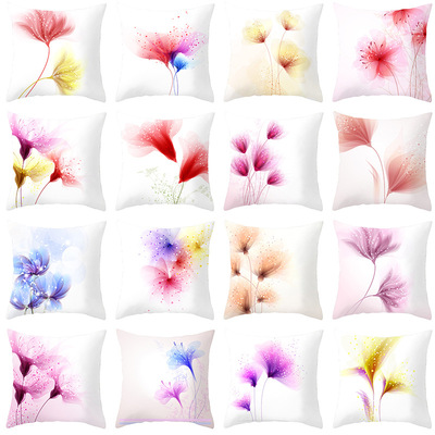 跨境新款暈染抽象花朵抱枕套 批發定制亞馬遜家居沙發靠枕靠墊套