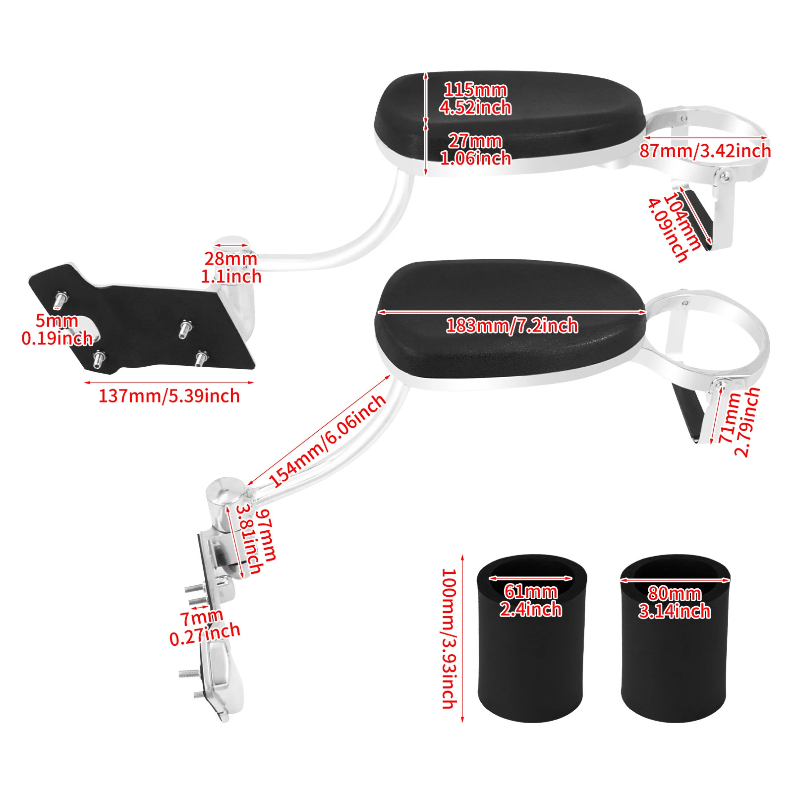 Suitable for Honda Goldwing GL1800 Motorcycle Adjustable Rear Passenger Armrest with Water Cup Holder 01-17