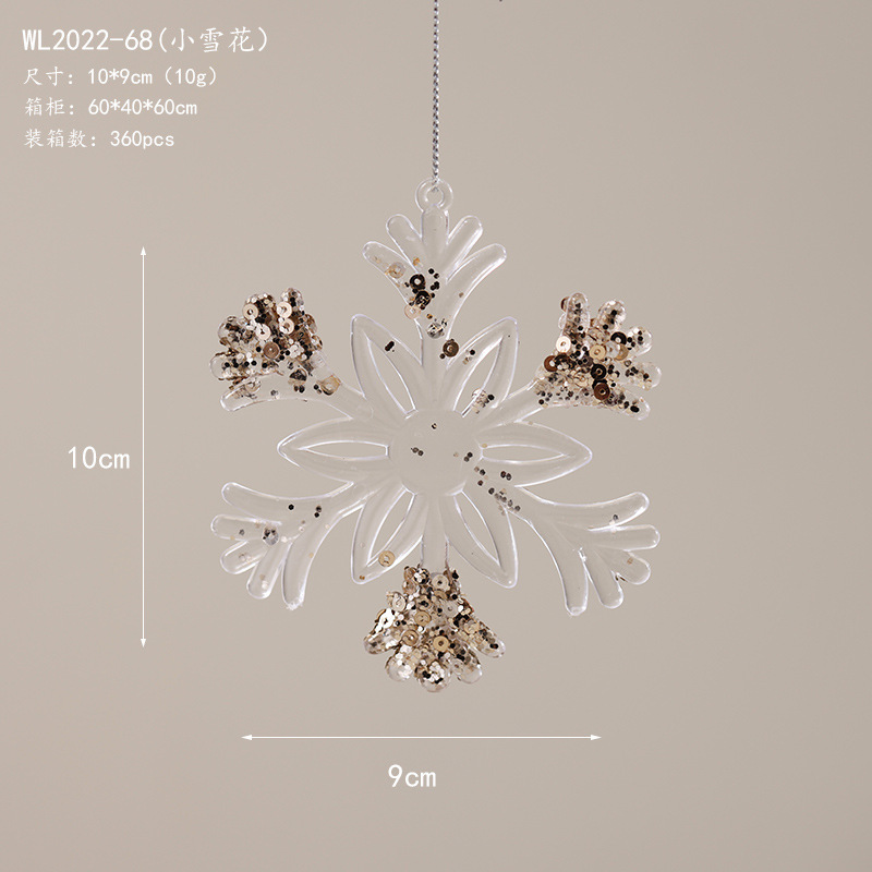 Nuevos productos transfronterizos flocos de nieve de Navidad acrílico transparente alce guirnaldas de decoración de árbol de Navidad colgante colgante