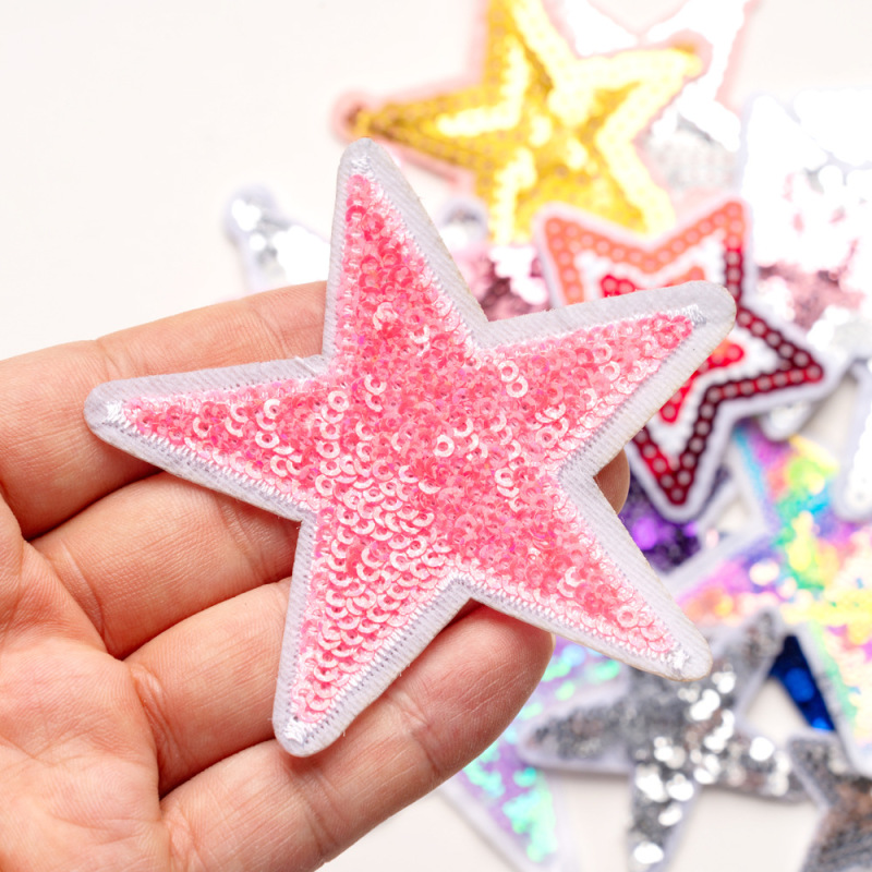 クロスボーダー新しい五芒星スパンコール刺繍布ステッカー服、靴、帽子装飾修理穴ステッカーパッチステッカーバッジ|undefined
