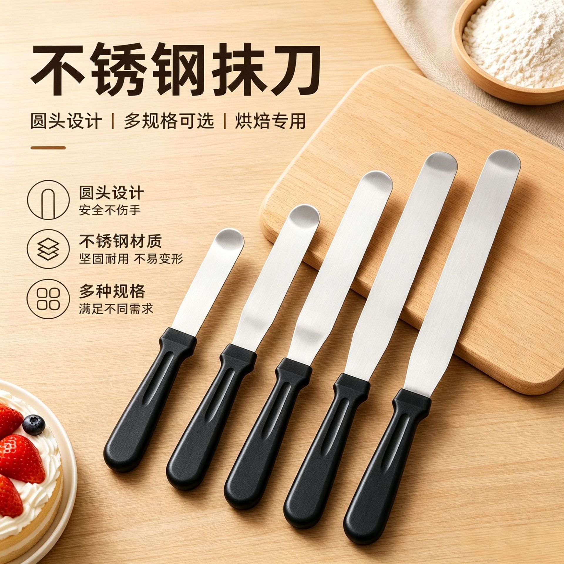 Herramientas para hornear 6 pulgadas 8 pulgadas 10 pulgadas de acero inoxidable crema espátula raspador espátula demoulding cuchillo