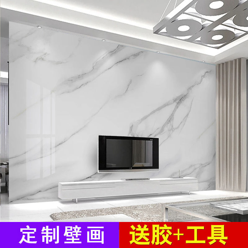简约爵士白仿瓷砖大理石纹墙纸电视背景墙壁画微晶石客厅墙布直发