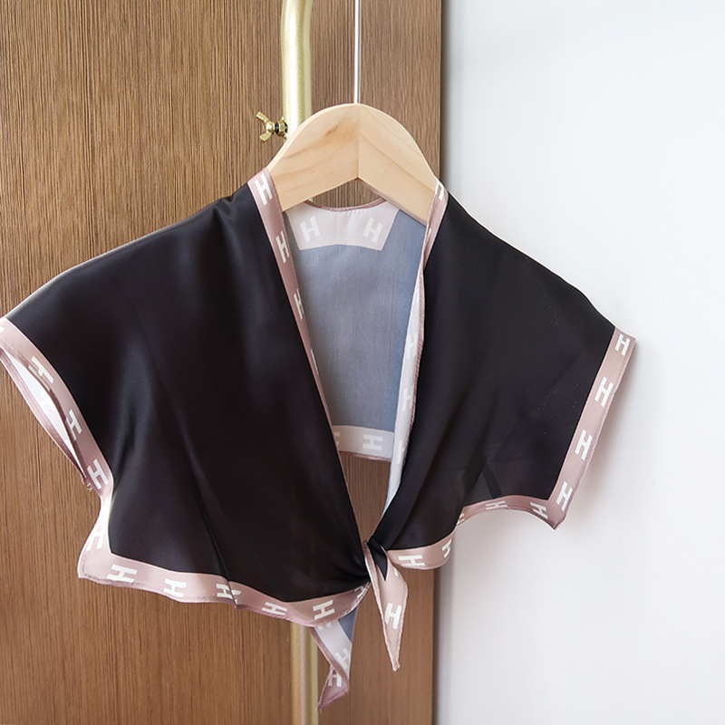 2025 nuevo bufandas de seda hexagonal bufandas de hombro alta sensación de moda de diseño minimalista de seda simulada bufandas temperamento universal