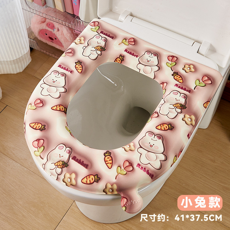 3D dibujos animados EVA cojín de inodoro impermeable cuatro estaciones cojín adhesivo universal inodoro doméstico anillo de inodoro