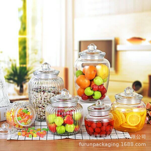 批发密封玻璃茶叶储藏罐 大容量家用坚果杂粮储物罐 咸菜泡菜坛子