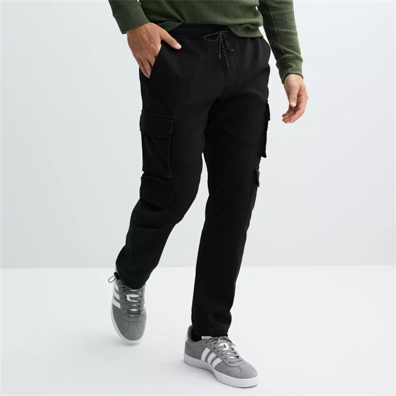 Men's Jogging Fashion Streetwear Casual Solid Color Multi-Pocket Straight-Leg Wear-Resistant Cargo Trousers