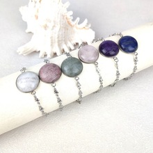 新品礼物天然水晶学生20mm蛋白石饰品不锈钢十字架个性手链欧美